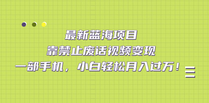 最新蓝海项目，靠禁止废话视频变现，一部手机，小白轻松月入过万！插图