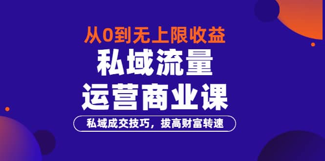 从0到无上限收益的《私域流量运营商业课》私域成交技巧，拔高财富转速插图