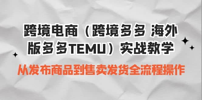 跨境电商（跨境多多 海外版多多TEMU）实操教学 从发布商品到售卖发货全流程插图