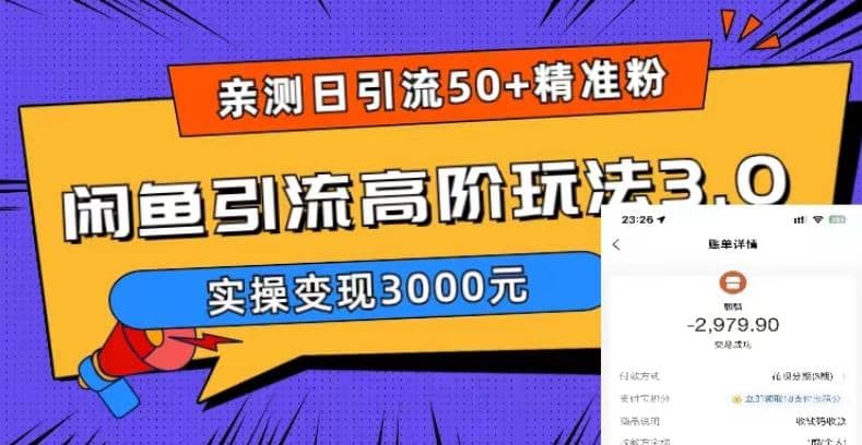 实测日引50+精准粉，闲鱼引流高阶玩法3.0，实操变现3000元插图