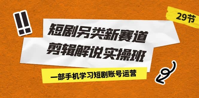 短剧另类新赛道剪辑解说实操班：一部手机学习短剧账号运营（29节 价值500）插图