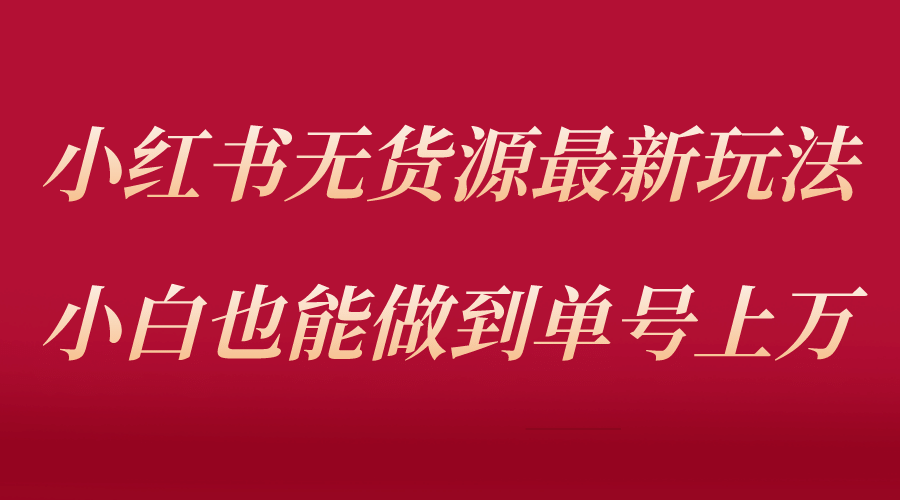 小红书无货源最新螺旋起号玩法，电商小白也能做到单号上万（收费3980）插图