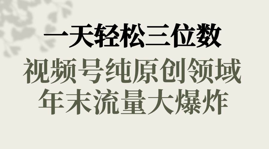 一天轻松三位数，视频号纯原创领域，春节童子送祝福，年末流量大爆炸插图