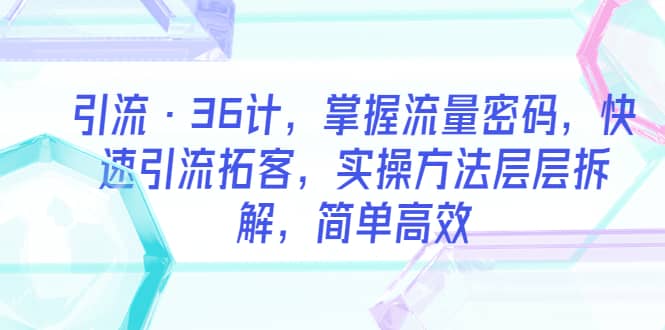 引流·36计，掌握流量密码，快速引流拓客，实操方法层层拆解，简单高效插图