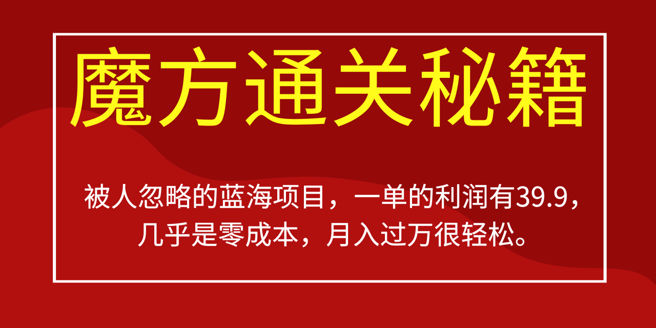 被人忽略的蓝海项目，魔方通关秘籍一单利润有39.9，几乎是零成本插图