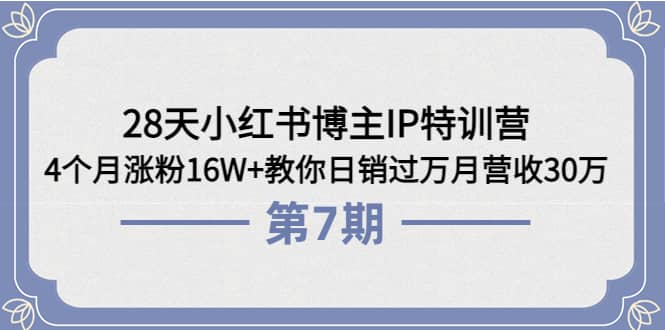 28天小红书博主IP特训营《第6+7期》4个月涨粉16W+教你日销过万月营收30万插图