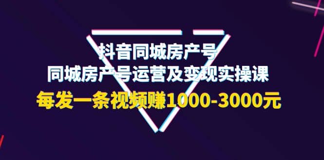 抖音同城房产号，同城房产号运营及变现实操课，每发一条视频赚1000-3000元插图