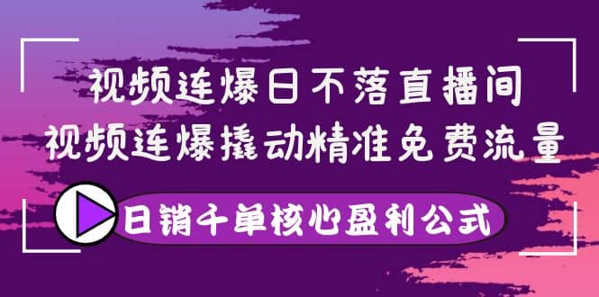 视频连爆日不落直播间，视频连爆撬动精准免费流量，日销千单核心盈利公式插图