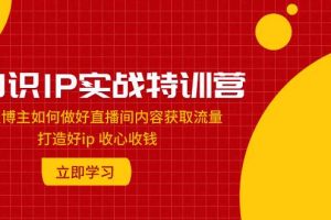 知识IP实战特训营：知识博主如何做好直播间内容获取流量 打造好ip 收心收钱