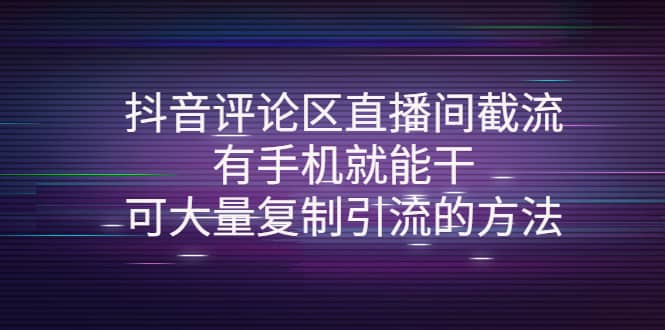 抖音评论区直播间截流，有手机就能干，可大量复制引流的方法插图