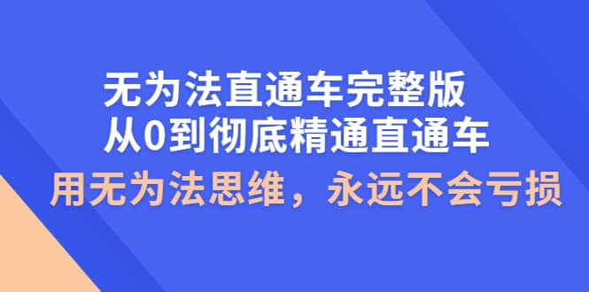 无为法直通车完整版：从0到彻底精通直通车，用无为法思维，永远不会亏损插图