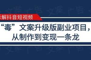 拆解抖音短视频：“毒”文案升级版副业项目，从制作到变现（教程+素材）