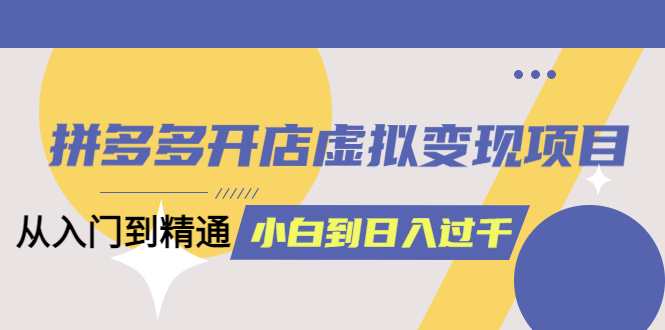 拼多多开店虚拟变现项目：入门到精通 从小白到日入1000（完整版）6月13更新插图