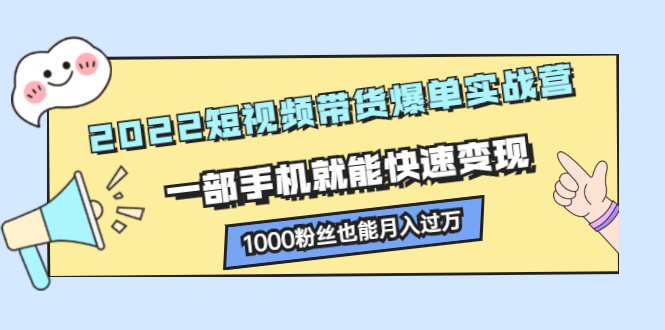 2022短视频带货爆单实战营，一部手机就能快速变现插图