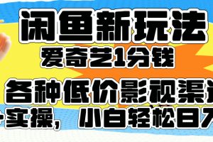 闲鱼新玩法，爱奇艺会员1分钱及各种低价影视渠道，小白轻松日入500+