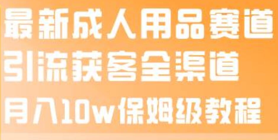 最新成人用品赛道引流获客全渠道，月入10w保姆级教程插图