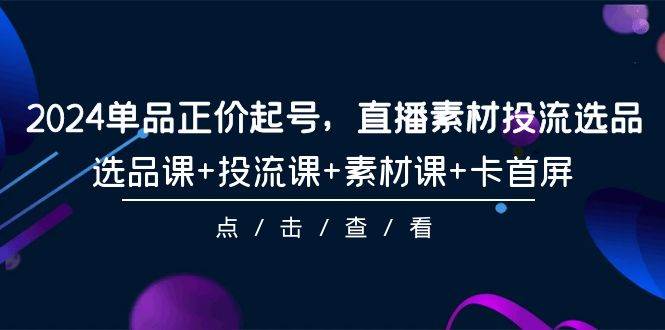 2024单品正价起号，直播素材投流选品，选品课+投流课+素材课+卡首屏-101节插图