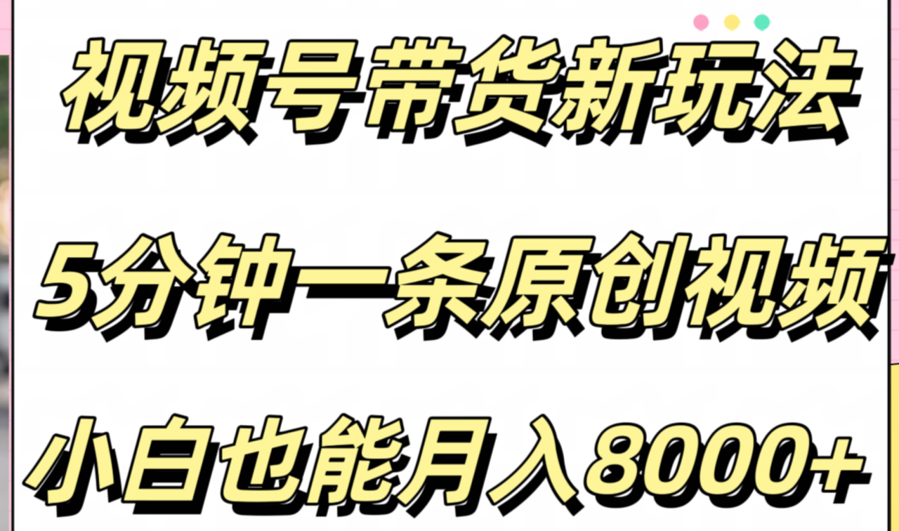 视频号带货新玩法，5分钟一条原创视频，小白也能月入8000+插图