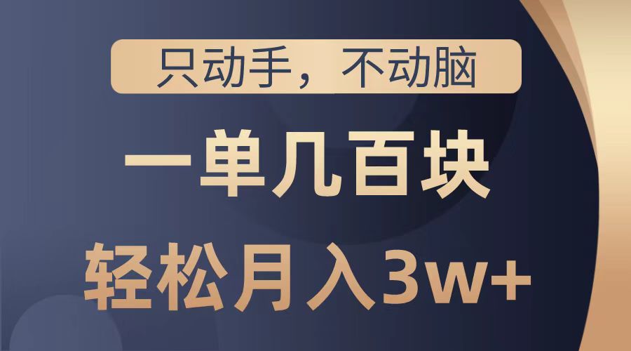 只动手不动脑，一单几百块，轻松月入2w+，看完就能直接操作，详细教程插图