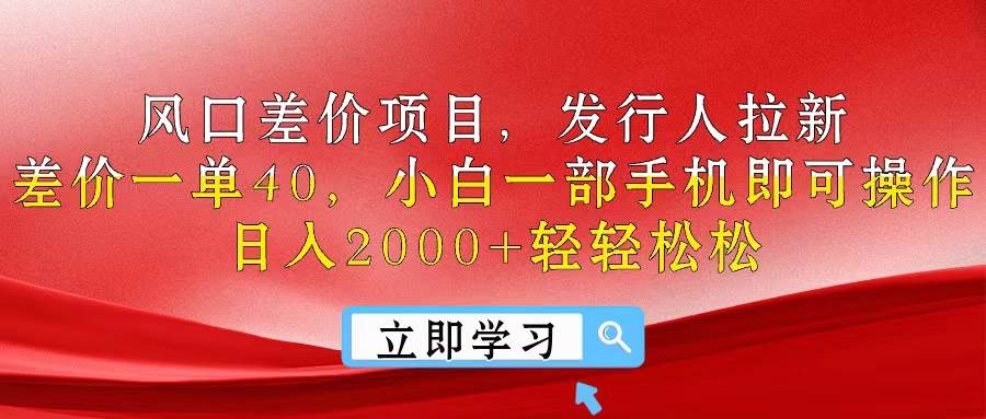 风口差价项目，发行人拉新，差价一单40，小白一部手机即可操作，日入20…插图