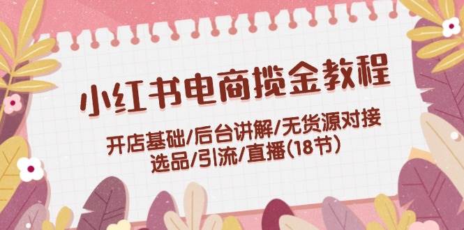 小红书电商揽金教程：开店基础/后台讲解/无货源对接/选品/引流/直播(18节)插图