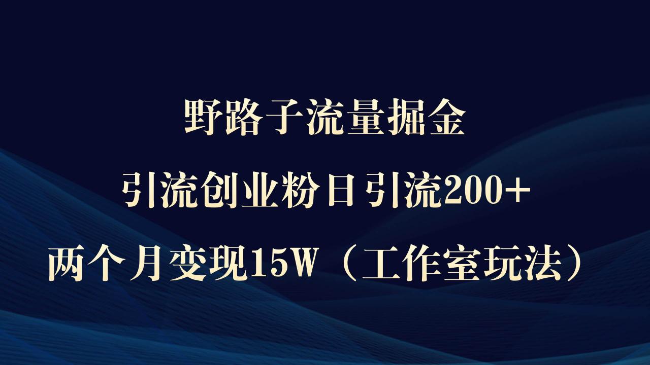 野路子流量掘金，引流创业粉日引流200+，两个月变现15W（工作室玩法））插图