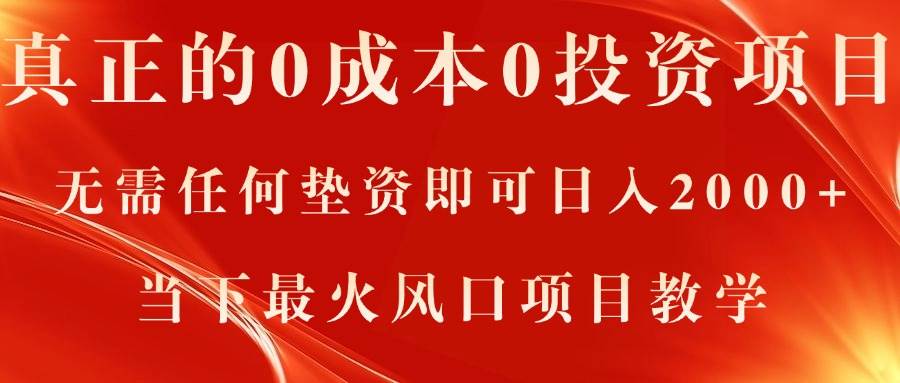 真正的0成本0投资项目，无需任何垫资即可日入2000+，当下最火风口项目教学插图