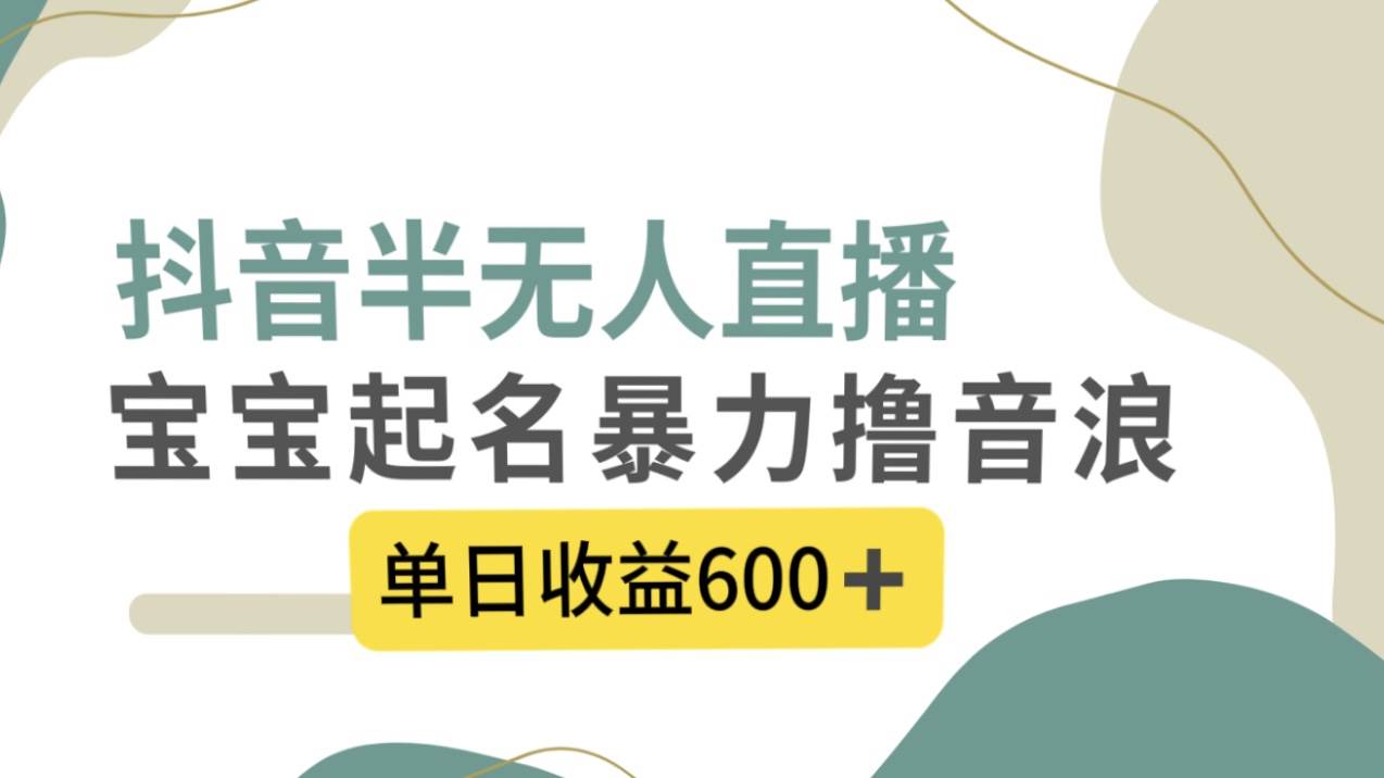 抖音半无人直播，宝宝起名，暴力撸音浪，单日收益600+插图