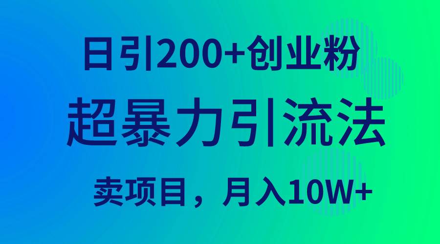 超暴力引流法，日引200+创业粉，卖项目月入10W+插图