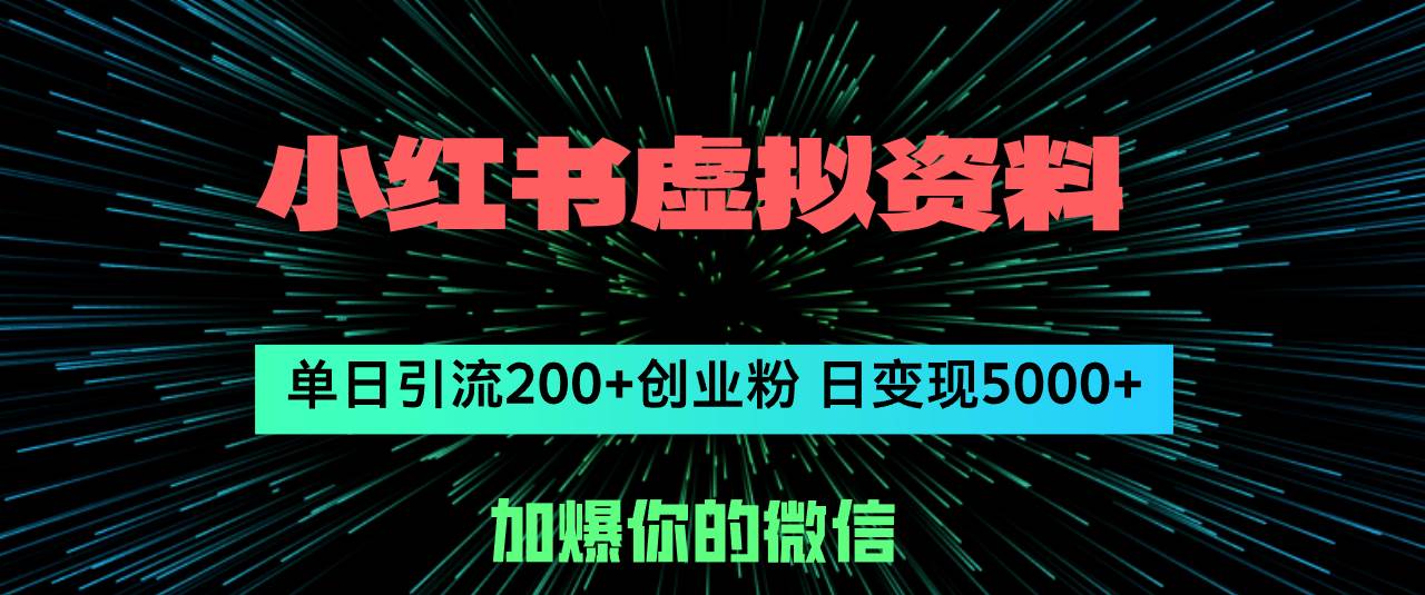 小红书虚拟资料日引流200+创业粉，单日变现5000+插图