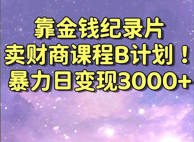 靠金钱纪录片卖财商课程B计划！暴力日变现3000+，喂饭式干货教程！插图