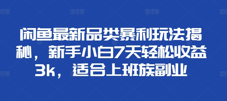 闲鱼最新品类暴利玩法揭秘，新手小白7天轻松赚3000+，适合上班族副业插图