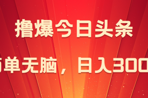 撸爆今日头条，简单无脑，日入300+