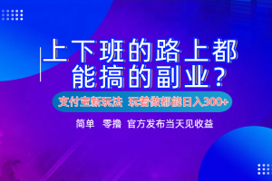 支付宝新项目！上下班的路上都能搞米的副业！简单日入300+