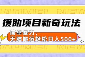 援助项目新奇玩法，简单暴力，无脑搬运轻松日入500+【日入500很简单】