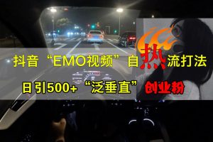 抖音EMO视频自热打法，日引500+创业粉“泛垂直”