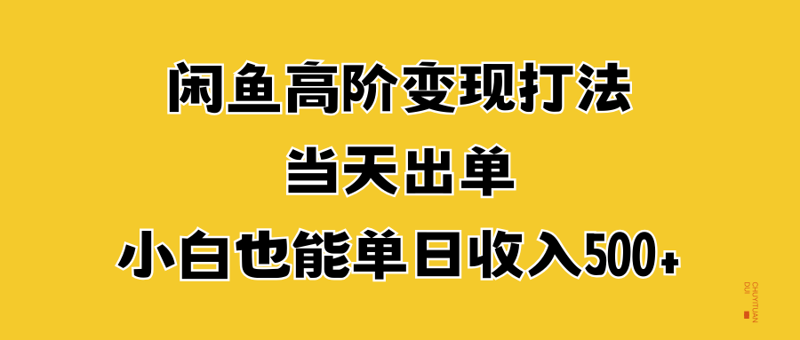 闲鱼高阶变现打法，当天出单，小白也能单日收入500+插图