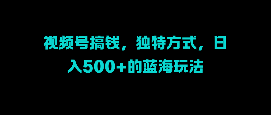 视频号搞钱，独特方式，日入500+的蓝海玩法插图