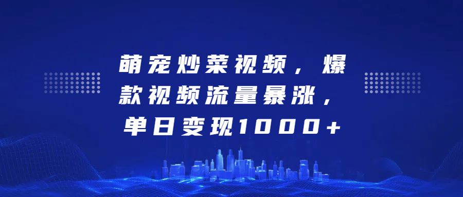 萌宠炒菜视频，爆款视频流量暴涨，单日变现1000+插图