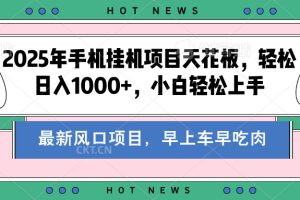 2025年手机挂机项目天花板，轻松日入1000+，副业兼职不二之选