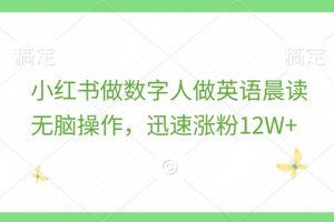 小红书做数字人做英语晨读，无脑操作，迅速涨粉12W+