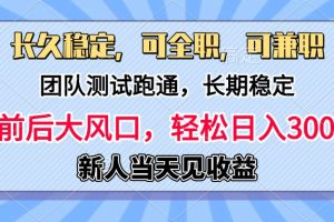 日入3000+，团队测试跑通，长久稳定，新手当天变现，可全职，可兼职