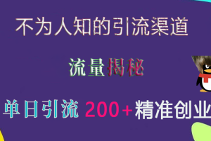 不为人知的引流渠道，流量揭秘，实测单日引流200+精准创业粉