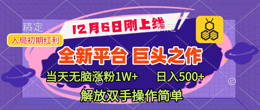 全新引流平台，巨头之作，当天无脑涨粉1W+，日入现500+，解放双手操作简单插图