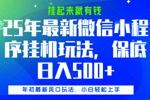 25年最新微信小程序挂机玩法，挂起来就有钱，保底日入500+