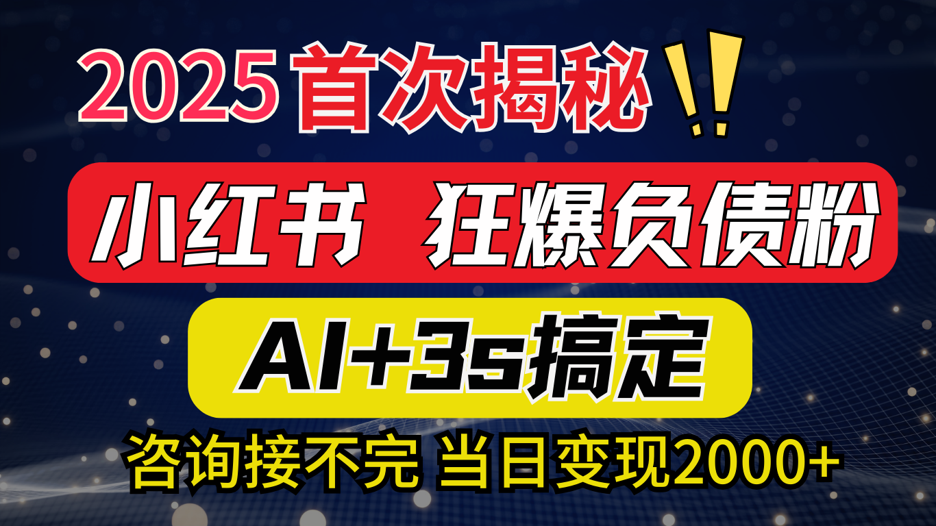 2025引流天花板：最新小红书狂暴负债粉思路，咨询接不断，当日入2000+