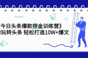 《今日头条爆款捞金训练营》带你玩转头条 轻松打造10W+爆文（44节课）