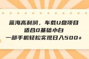 蓝海高利润，车载U盘项目，适合0基础小白，一部手机轻松实现日入500+