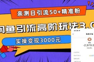 实测日引50+精准粉，闲鱼引流高阶玩法3.0，实操变现3000元