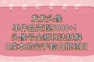 发发头像，单作品变现5000+！头像号全新玩法拆解，0成本的空手套白狼项目